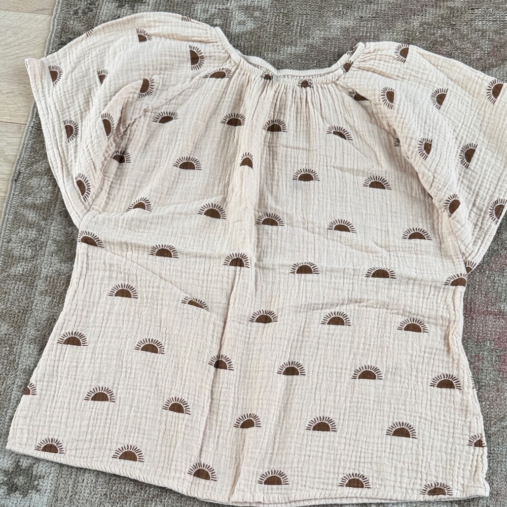 Kids Beige Swim Coverup with Brown Sun Design